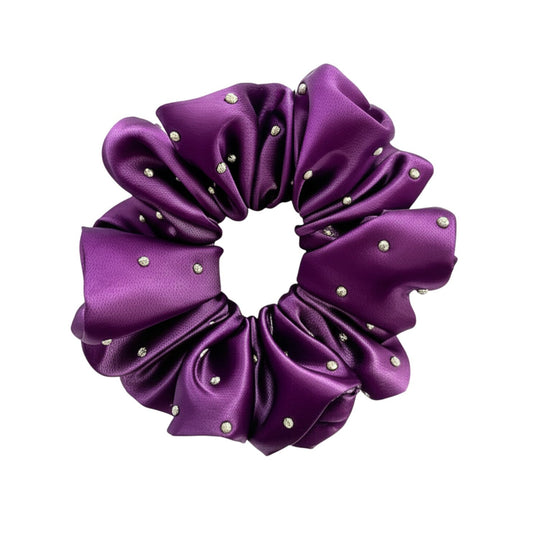 Floral Satin Hair Scrunchie with Rhinestone