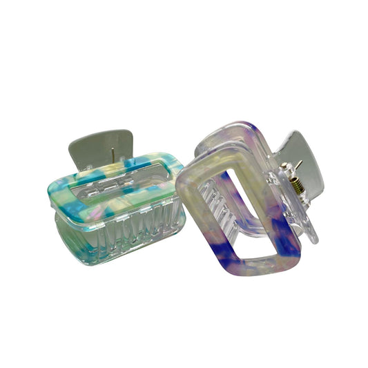 Trendy Marbled Square Hair Claw Clips (Set of 2)