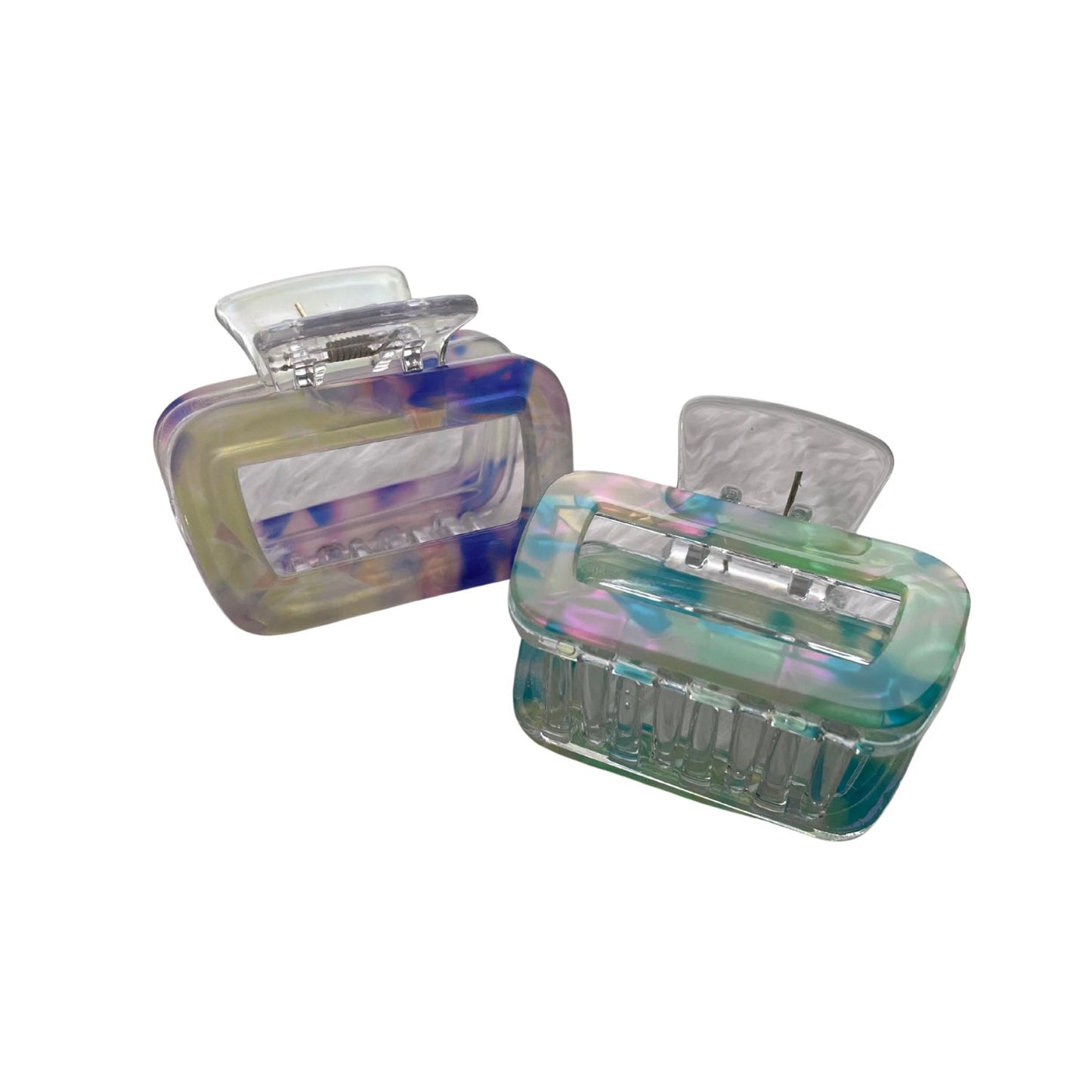 Trendy Marbled Square Hair Claw Clips (Set of 2)