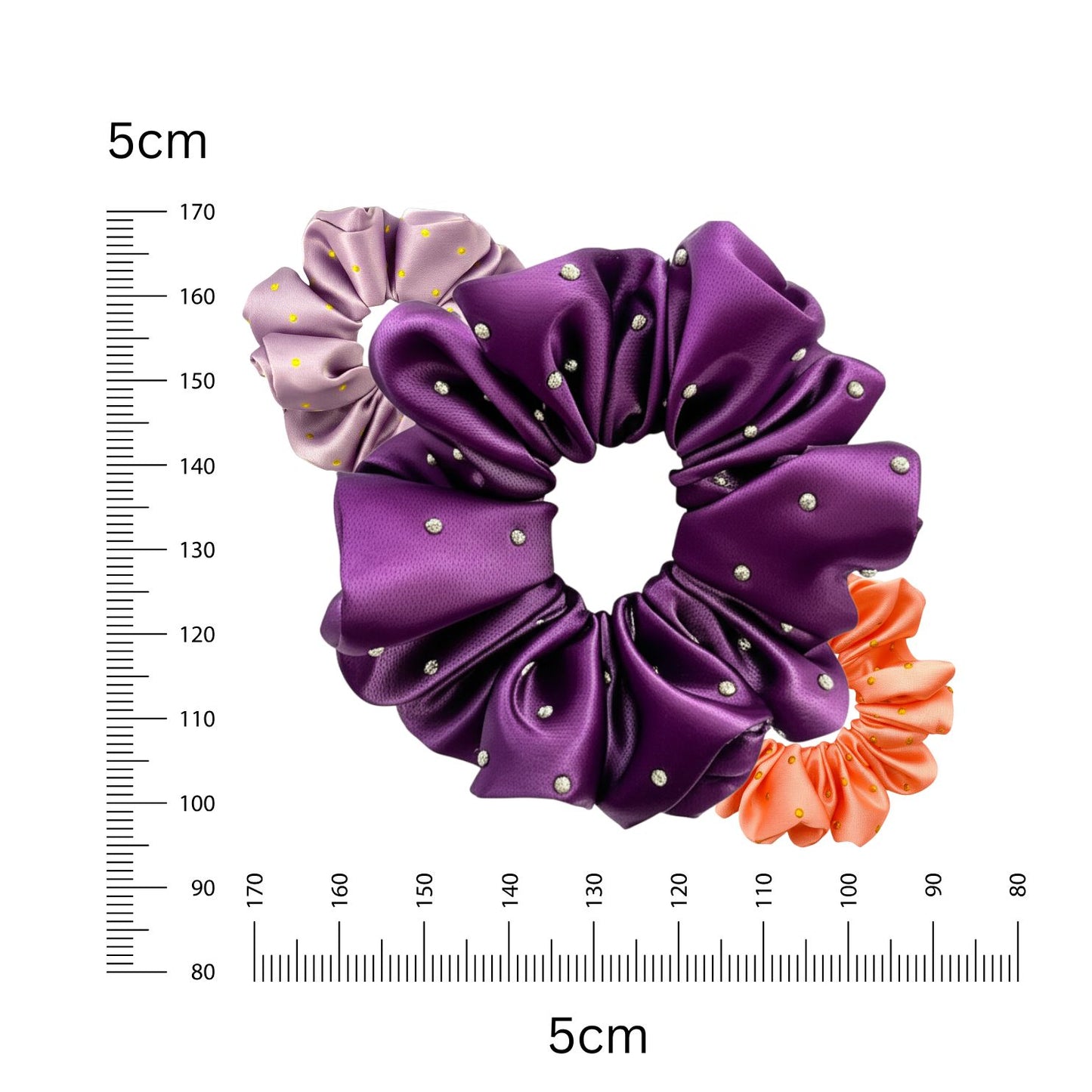Floral Satin Hair Scrunchie with Rhinestone