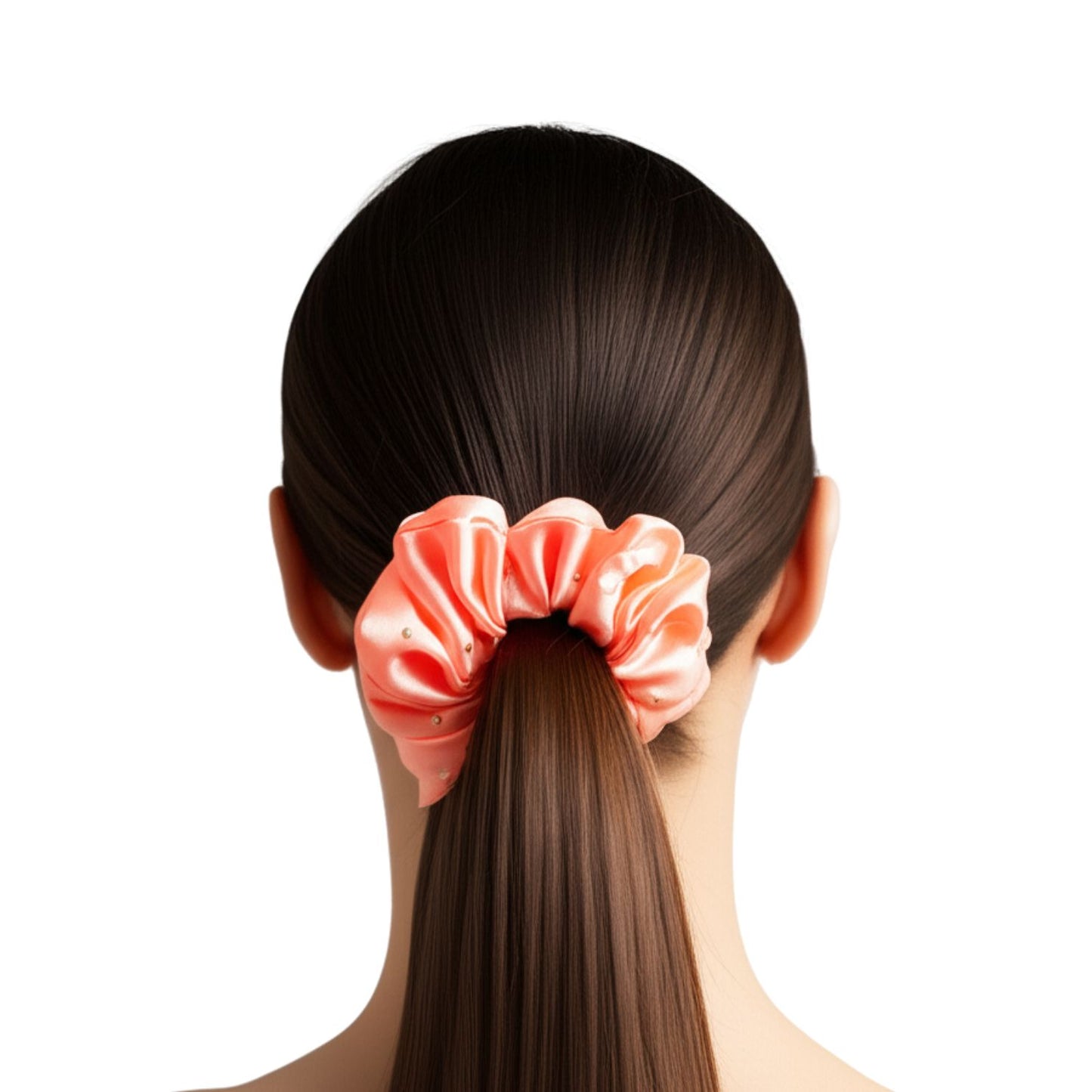 Floral Satin Hair Scrunchie with Rhinestone