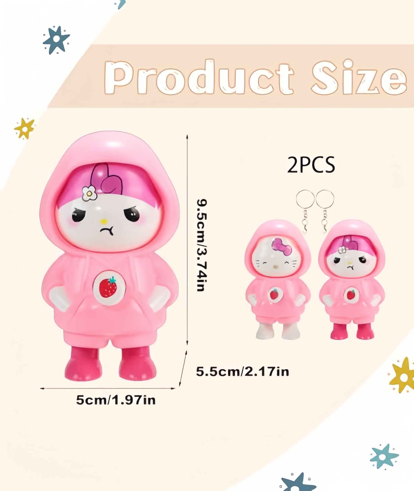⁠Toy Face changing Doll With Keychain Ring (2pack)