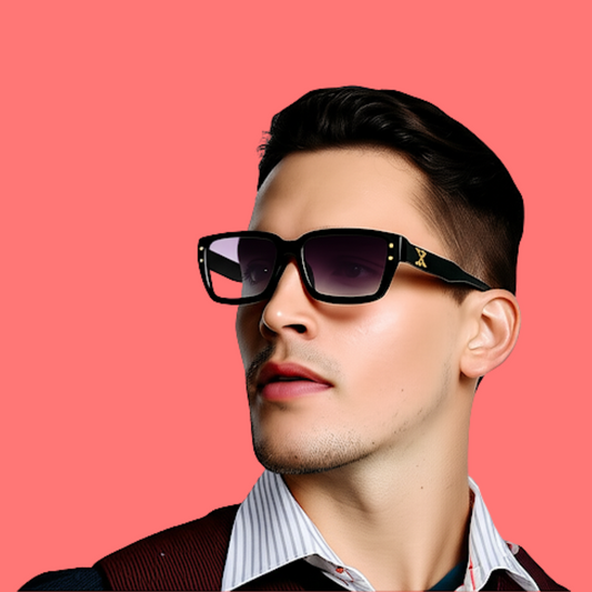 Retro Black Sunglasses with Gold "X"