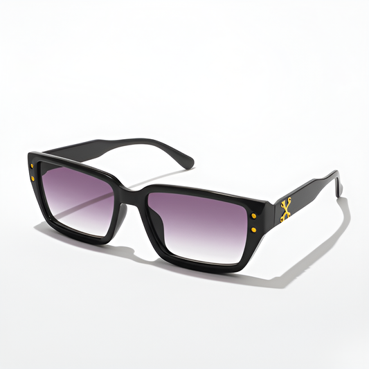 Retro Black Sunglasses with Gold "X"